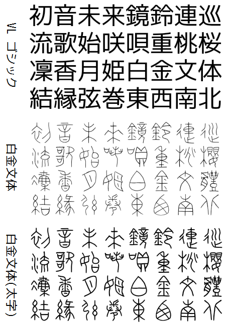 手書き金文フォント 白金文体 配布所